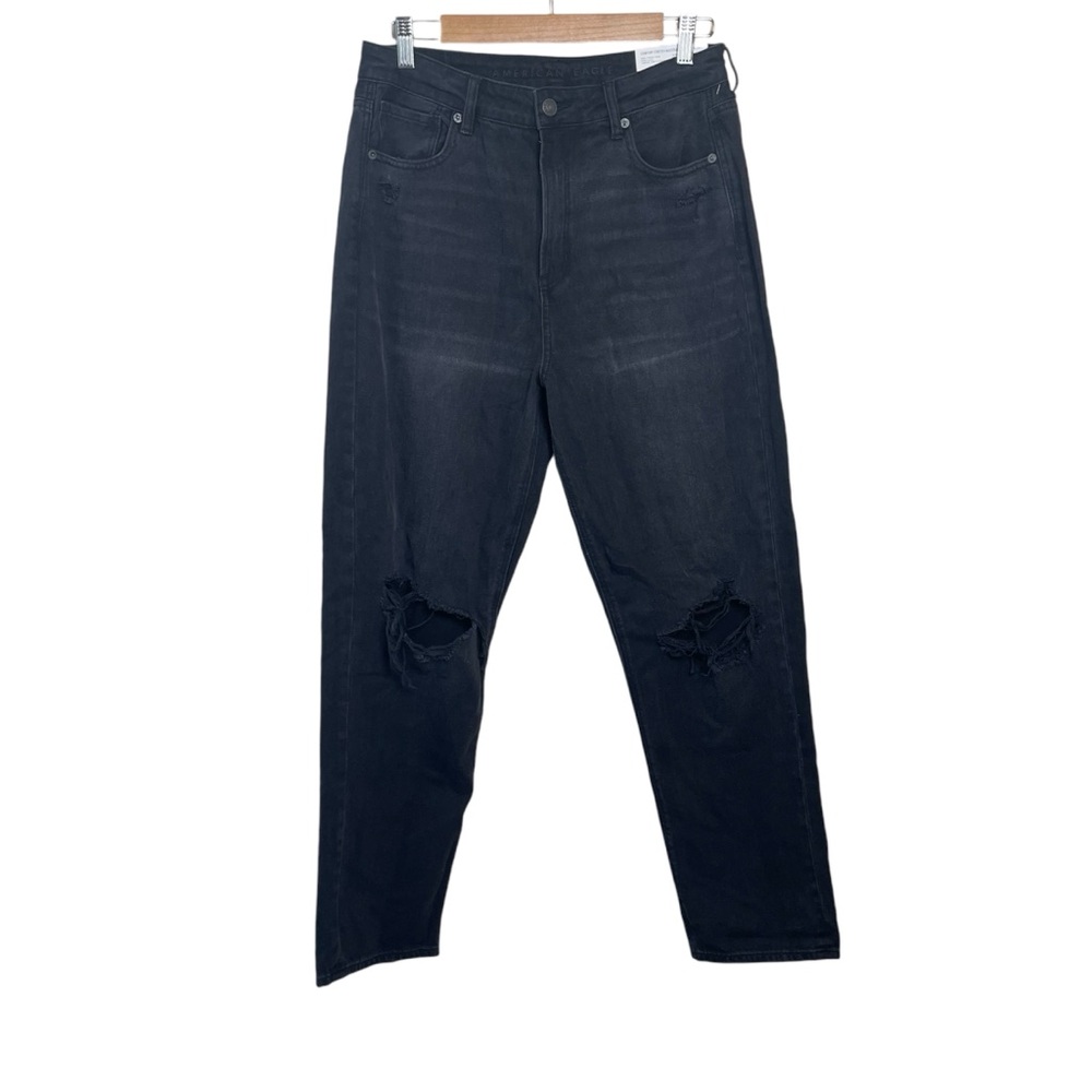 American Eagle Distressed Mom Straight Jeans